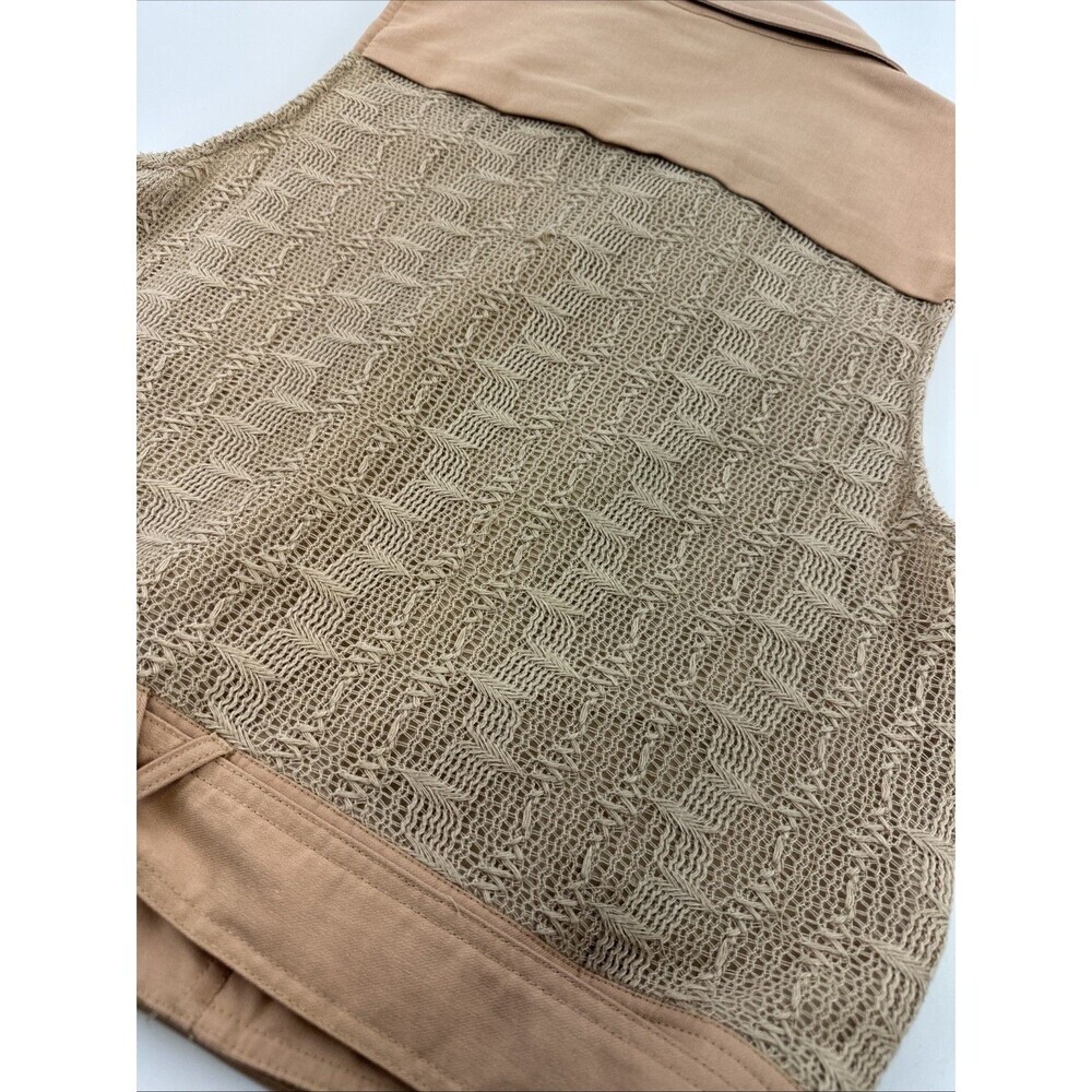 Very J Moto Zip Vest Collared Peach Crochet Back Buckle Waistband Womens Small - Picture 11 of 14
